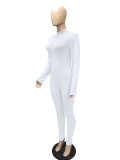 Solid Zipper Long Sleeve Sport Jumpsuit MZ-8108