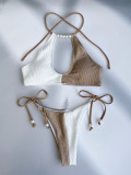 Contrast Color Patchwork Bikinis Two Piece Swimsuit CASF-6612