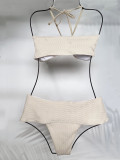 Solid Color Knotted Patchwork Halter Bikinis Set CASF-6611