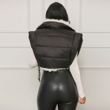 Plus Size Solid Color Cashmere Reversible Wear Cotton Vest BN-9440