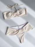Solid Color Knotted Patchwork Halter Bikinis Set CASF-6611