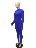 Solid Zipper Long Sleeve Sport Jumpsuit MZ-8108