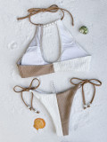 Contrast Color Patchwork Bikinis Two Piece Swimsuit CASF-6612