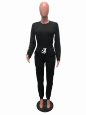 Warm Top Solid Color Sport Two Piece Pants Set OMY-11026