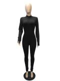 Solid Zipper Long Sleeve Sport Jumpsuit MZ-8108