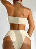 Solid Color Knotted Patchwork Halter Bikinis Set CASF-6611