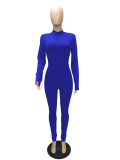 Solid Zipper Long Sleeve Sport Jumpsuit MZ-8108