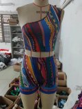 Printed One Shoulder Top Shorts Suit GBGF-2302