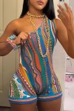 Printed One Shoulder Rompers GBGF-2301