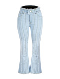 Raw Edge Washed Micro Flare Jeans GKNF-TSCH-2633