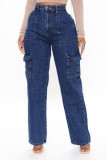 Fashion Multi-Pocket Wide Leg Jean GKNF-TSXL-9042