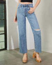 Raw Edge Washed Fashion Jeans GKNF-TS-721