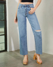 Raw Edge Washed Fashion Jeans GKNF-TS-721