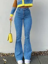 Raw Edge High Waisted Micro Flared Jeans GKNF-TSLF-1001
