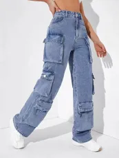 Casual Pocket Straight Jeans GKNF-KM-20092