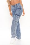Fashion Multi-Pocket Wide Leg Jean GKNF-TSXL-9042