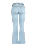 Raw Edge Washed Micro Flare Jeans GKNF-TSCH-2633