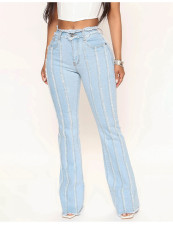 Raw Edge Washed Micro Flare Jeans GKNF-TSCH-2633