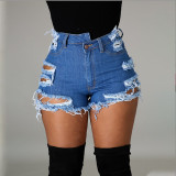 High Waist Holes Denim Shorts GKNF-KM-7120