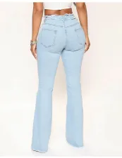 Raw Edge Washed Micro Flare Jeans GKNF-TSCH-2633