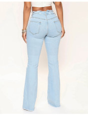 Raw Edge Washed Micro Flare Jeans GKNF-TSCH-2633