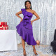 Plus Size Ruffle One Shoulder Evening Dress GKEN-221004