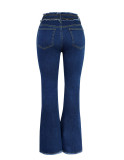 Raw Edge Washed Micro Flare Jeans GKNF-TSCH-2633