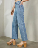 Raw Edge Washed Fashion Jeans GKNF-TS-721