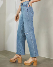Raw Edge Washed Fashion Jeans GKNF-TS-721