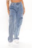 Fashion Multi-Pocket Wide Leg Jean GKNF-TSXL-9042