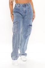 Fashion Multi-Pocket Wide Leg Jean GKNF-TSXL-9042