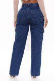 Fashion Multi-Pocket Wide Leg Jean GKNF-TSXL-9042