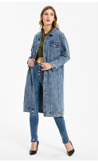 Washed Slim Denim Long Coat GKNF-TS-R07