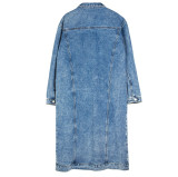 Washed Slim Denim Long Coat GKNF-TS-R07