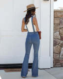 Slim Fit Denim Flared Suspenders Pants GKNF-22719