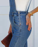 Slim Fit Denim Flared Suspenders Pants GKNF-22719