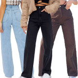 High Waist Loose Denim Straight Jeans GKNF-TSX-1006