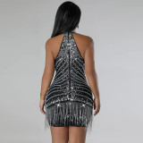 Sexy Halter Sleeveless Hot Drill Mini Dress CYA-900821