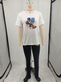 Fashion Print Short Sleeve Pants 2 Piece Set YIM-376