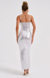Metallic Color Slim Sling Maxi Dress  MZ-2829
