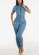 Fashion Short Sleeve Slim Denim Jumpsuit LX-3565