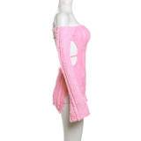 One Shoulder Backless Knits Mini Dress XEF-37780