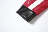 Contrast Color Embroidery Splicing Faux Leather Jacket XEF-37660