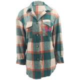 Loose Plaid Print Shirt Coat XMF-331