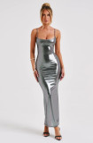 Metallic Color Slim Sling Maxi Dress  MZ-2829
