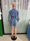 Casual Tassel Denim Long Sleeve Romper LX-3559