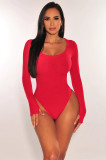 Solid Color Long Sleeve Slim Bodysuit MZ-2830
