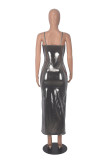 Metallic Color Slim Sling Maxi Dress  MZ-2829