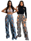 Hollow Out Loose Straight Jeans CH-23112