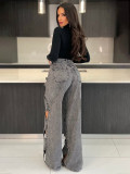Hollow Out Loose Straight Jeans CH-23112